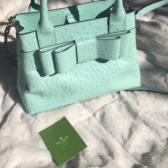 NWT $429 kate spade | Provence Charm City Ostrich Satchel Bag | Robin’s Egg Blue - Picture 2 of 15